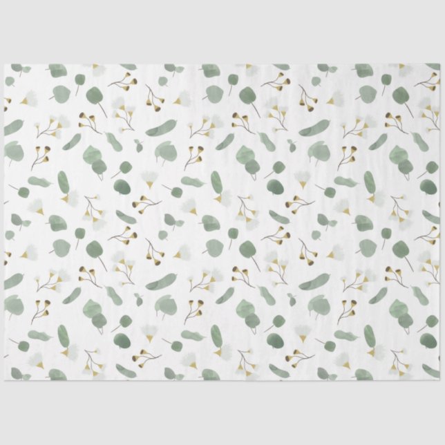 Eucalyptus Greenery Silver Dollar Gum Blossoms  Tissue Paper (Front)