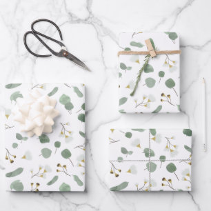Eucalyptus Greenery Silver Dollar Gum Blossoms Wrapping Paper Sheet