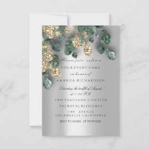Eucalyptus Greenery Silver Gold Glitter Foils Invitation