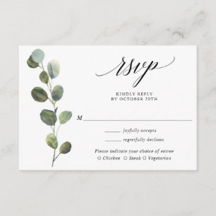 Eucalyptus greenery simple elegant wedding RSVP Enclosure Card