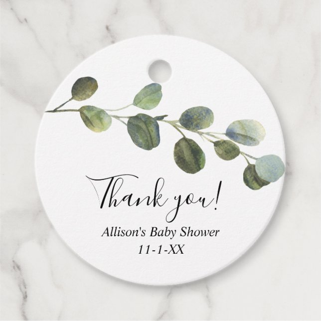 Eucalyptus greenery simple modern favour tags (Front)