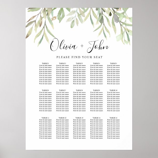 Eucalyptus Greenery Simple Wedding Poster (Front)