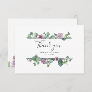 Eucalyptus Greenery Stylish Script Wedding Thank You Card