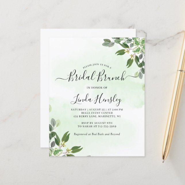 Eucalyptus Greenery Succulent bridal brunch (Front/Back In Situ)