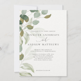 Eucalyptus Greenery Succulent Elegant Wedding Invi Invitation