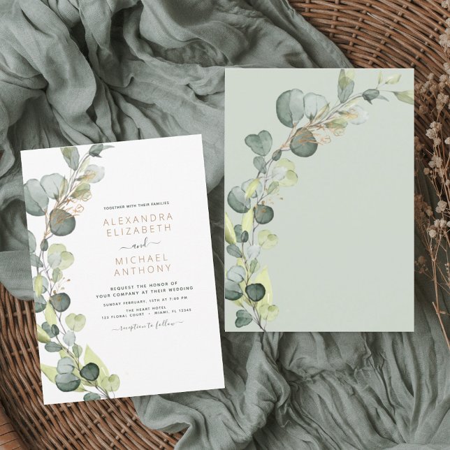 Eucalyptus Greenery Succulent Elegant Wedding Invitation (Creator Uploaded)