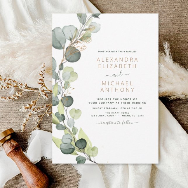 Eucalyptus Greenery Succulent Elegant Wedding Invitation (Creator Uploaded)
