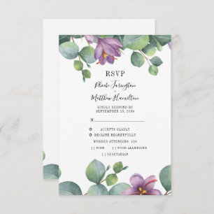 Eucalyptus Greenery Succulent Floral Wedding RSVP Card