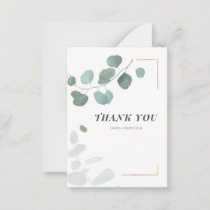Eucalyptus Greenery Succulent Gold Frame Thank You Card