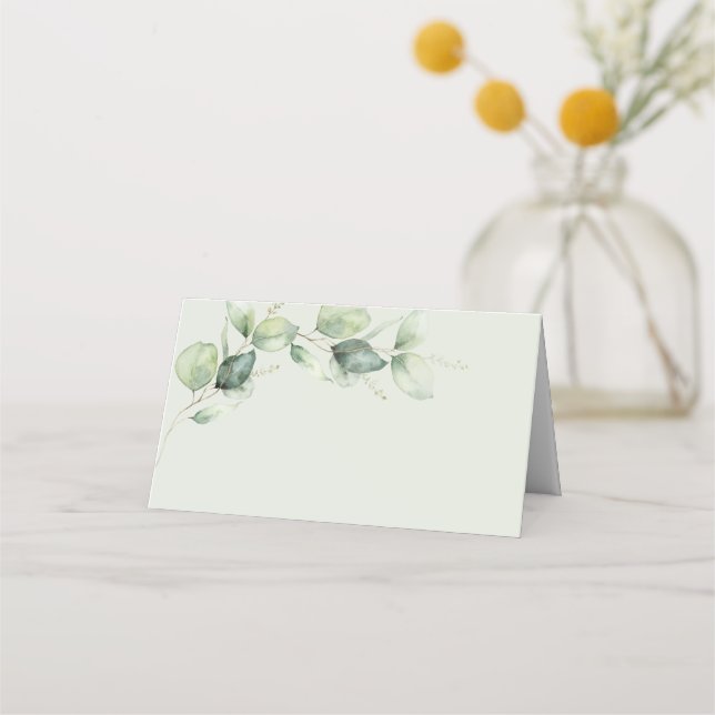 Eucalyptus Greenery Succulent Wedding Place Card (Front)