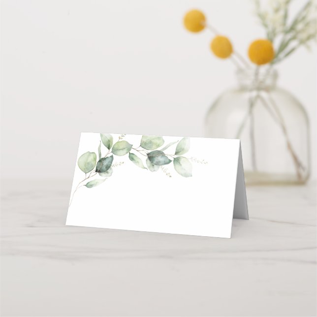 Eucalyptus Greenery Succulent Wedding Place Card (Front)