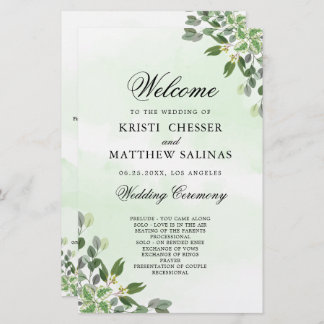 Eucalyptus Greenery Succulent Wedding Programs