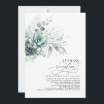 Eucalyptus Greenery Succulents Evening Reception I Invitation<br><div class="desc">Romantic elegant and unique silver greenery and succulents evening reception wedding invitations</div>