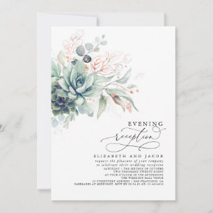 Eucalyptus Greenery Succulents Evening Reception I Invitation