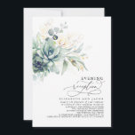 Eucalyptus Greenery Succulents Evening Reception Invitation<br><div class="desc">Romantic elegant and unique gold greenery and succulents evening reception wedding invitations</div>