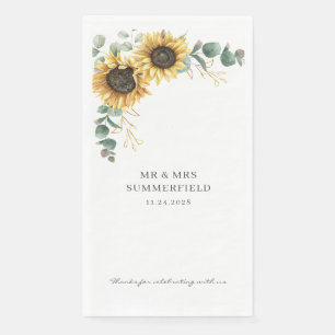 Eucalyptus Greenery Sunflower Floral Wedding Napkin