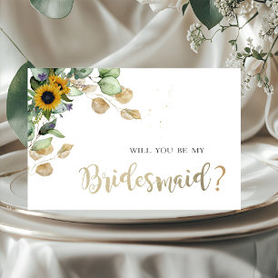Eucalyptus Greenery Sunflowers Bridesmaid Card