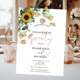 Eucalyptus Greenery Sunflowers Engagement Invitation