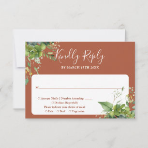 Eucalyptus Greenery Terracotta Wedding RSVP Card