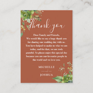 Eucalyptus Greenery Terracotta Wedding Thank You Place Card