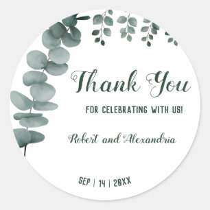 Eucalyptus Greenery Thank You for Coming Wedding   Classic Round Sticker