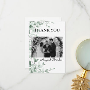 Eucalyptus Greenery Two Hearts Thank You Card