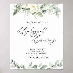 Eucalyptus Greenery Unplugged Wedding Ceremony Poster