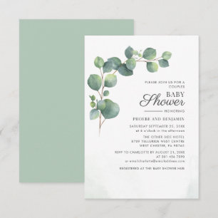 Eucalyptus Greenery Watercolor Baby Shower Invitation