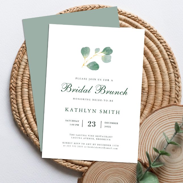 Eucalyptus Greenery Watercolor Bridal Brunch Invitation (Creator Uploaded)