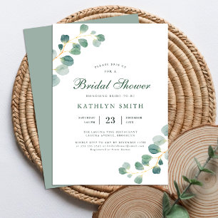 Eucalyptus Greenery Watercolor Bridal Shower Invitation