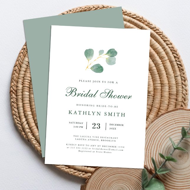 Eucalyptus Greenery Watercolor Bridal Shower Invitation (Creator Uploaded)