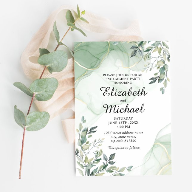 Eucalyptus Greenery Watercolor Engagement Party In Invitation (Creator Uploaded)