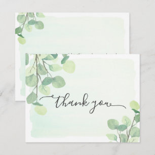Eucalyptus Greenery Watercolor Painted Background Thank You Card