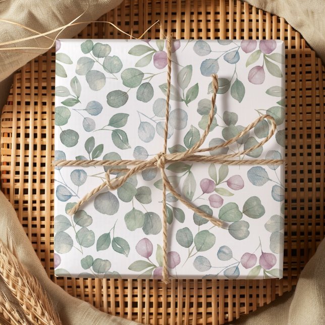 Eucalyptus Greenery Watercolor sage green Wrapping Paper (Creator Uploaded)
