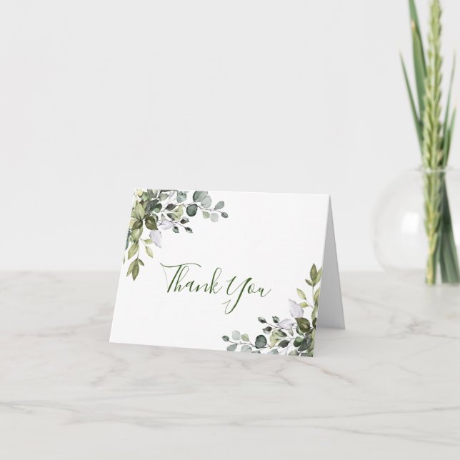 Eucalyptus Greenery Watercolor Thank You Card (Front)