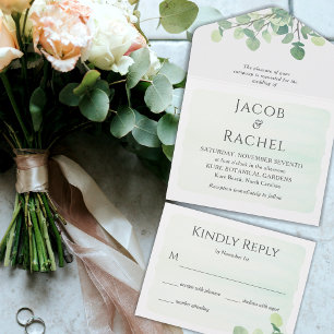 Eucalyptus Greenery Watercolor Wedding All In One Invitation
