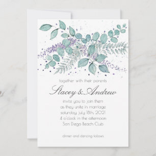 Eucalyptus Greenery Watercolor Wedding Announcement