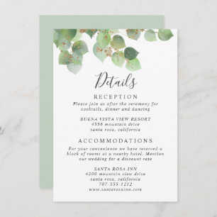 Eucalyptus Greenery Watercolor Wedding Details Enclosure Card