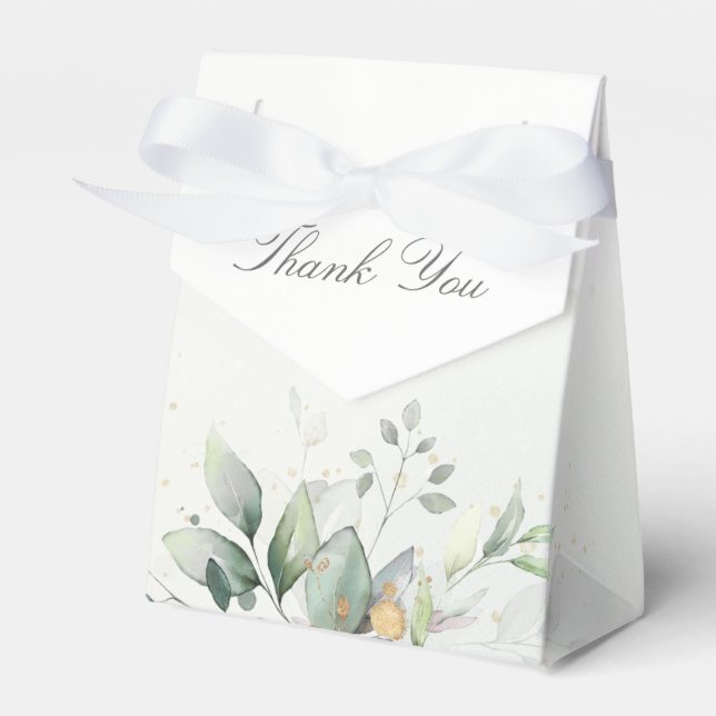 Eucalyptus Greenery Watercolor Wedding Favour Box (Front Side)