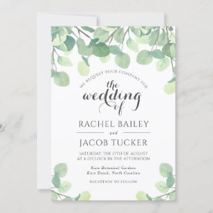 Eucalyptus Greenery Watercolor Wedding Invitation