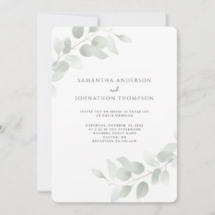 Eucalyptus Greenery Watercolor Wedding Invitation