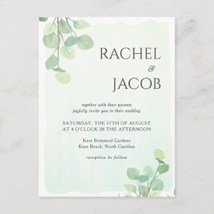 Eucalyptus Greenery Watercolor Wedding Invitation Postcard