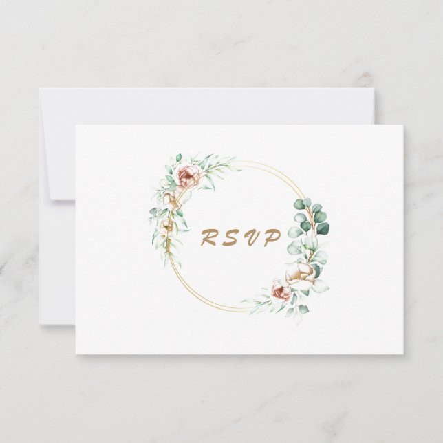 Eucalyptus Greenery Watercolor Wedding RSVP Card (Front)