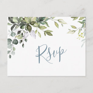 Eucalyptus Greenery Watercolor Wedding RSVP Postcard