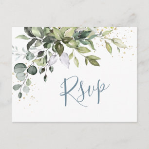 Eucalyptus Greenery Watercolor Wedding RSVP Postcard