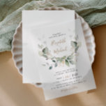 Eucalyptus Greenery Watercolor Wedding Vellum Invitations<br><div class="desc">Elegant botanical vellum paper wedding invitation featuring watercolors of sage green eucalyptus greenery, laurel leaves and gold accents, with modern soft grey typography and your names in a stylish gold script. Pair it with your favourite photo or one of our coordinating solid colour or photo card stock backgrounds for a...</div>