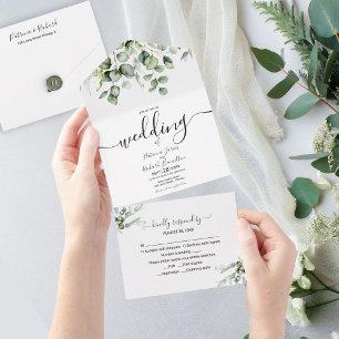 Eucalyptus Greenery Wedding  All In One Invitation