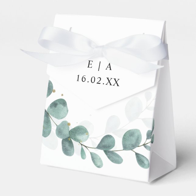 Eucalyptus Greenery Wedding Bonbonniere Favour Box (Front Side)