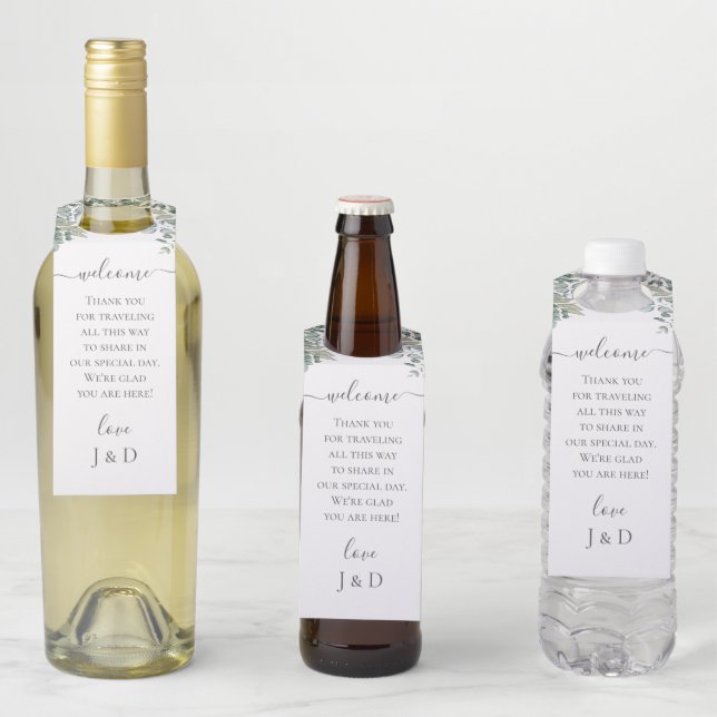 Eucalyptus Greenery Wedding Bottle Tag (In Situ)