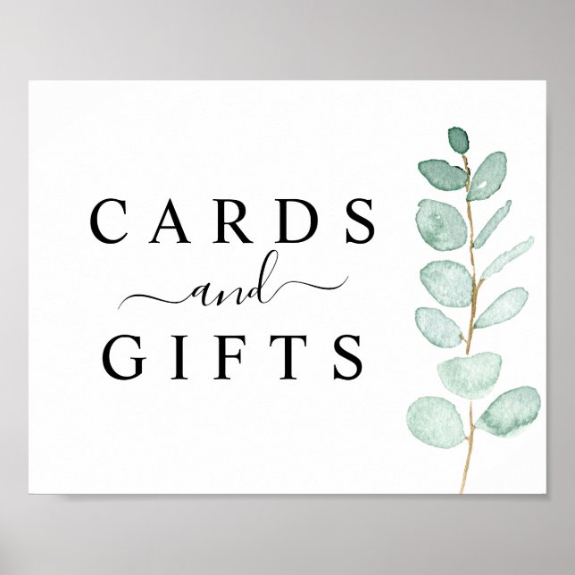 Eucalyptus Greenery Wedding Cards & Gifts Sign (Front)
